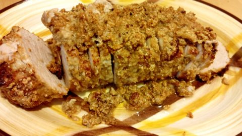 Air Fryer Pork Loin with Cashew Crust